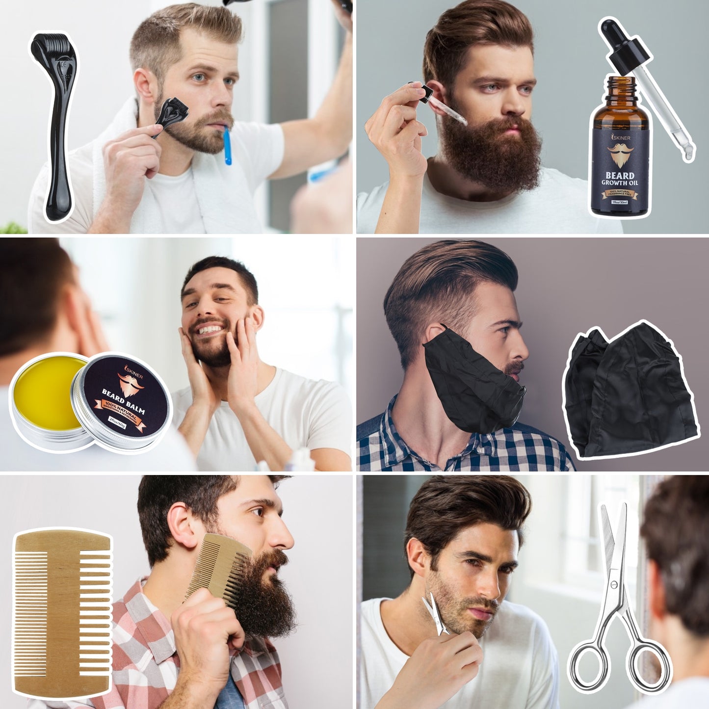 SKINER 5pcs The Men Beard Oil Growth Kit - HAB - Hair And Beauty
