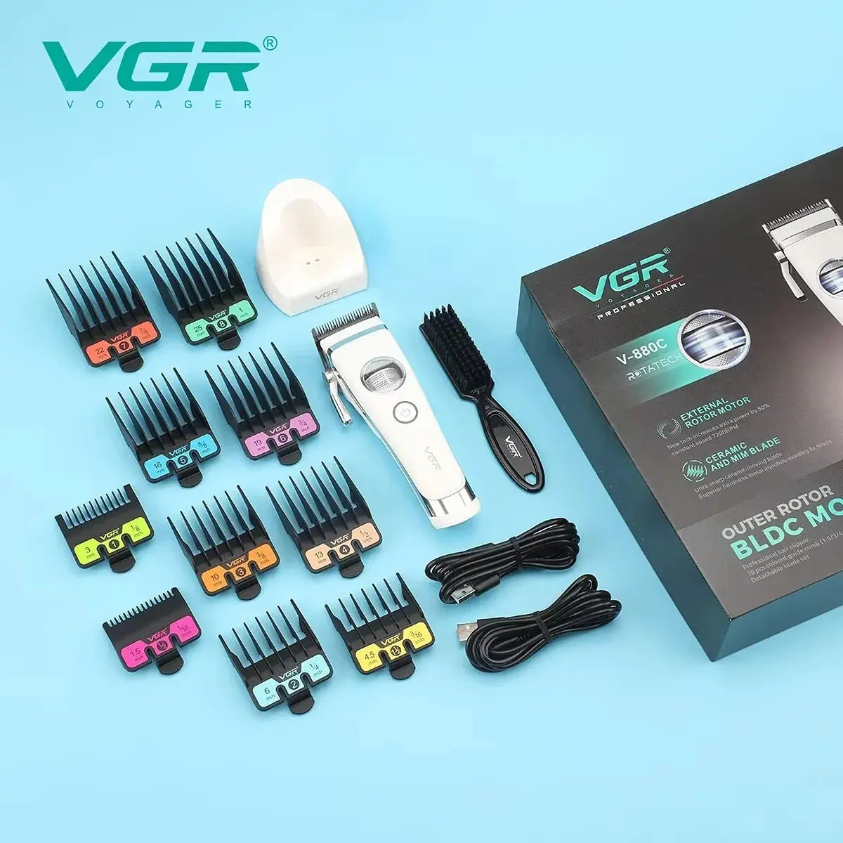 VGR Hair Trimmer Professional Hair Cut Machine Rechargeable Body Trimmer Electric Hair Clipper Adjustable Trimmer For Men V-880C - HAB - Hair And Beauty