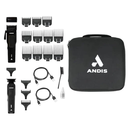 Professional Cordless Hair Cutting Combo Kit with Lithium-Ion Battery Black Includes Comb Sets Ideal for Beard Hair Trimming an - HAB - Hair And Beauty