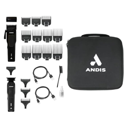 Professional Cordless Hair Cutting Combo Kit with Lithium-Ion Battery Black Includes Comb Sets Ideal for Beard Hair Trimming an - HAB - Hair And Beauty