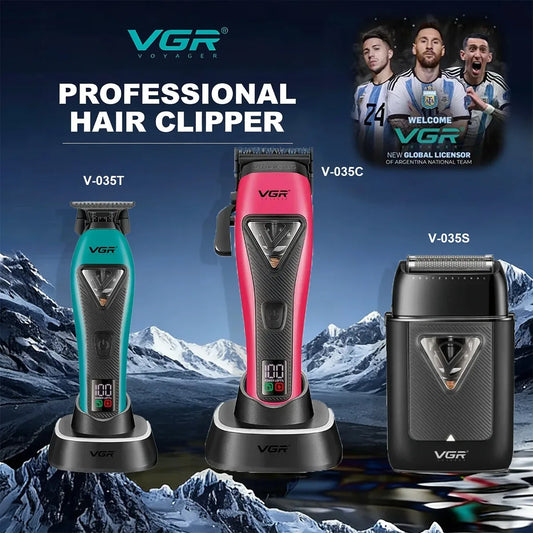 VGR Hair Trimmer Professional Hair Cutting Machine LED Cordless Barber Clipper Vector Motor 11000 RPM Hair Trimmer for Men V-035 - HAB - Hair And Beauty