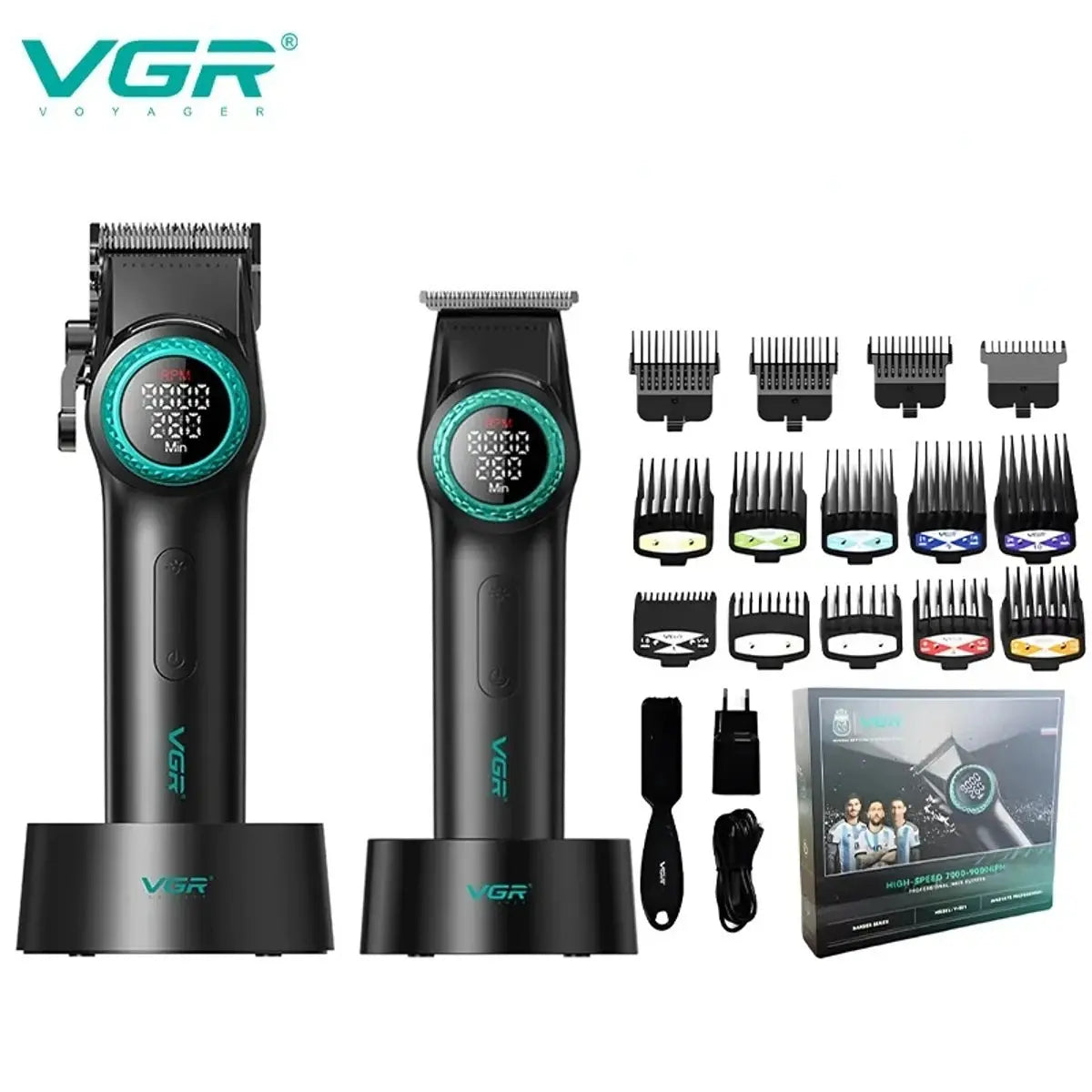 VGR Hair Cutting Machine Professional Hair Trimmer Electric Hair Clipper Cordless Barber Combo Metal Trimmer for Men V-001 V-977 - HAB - Hair And Beauty