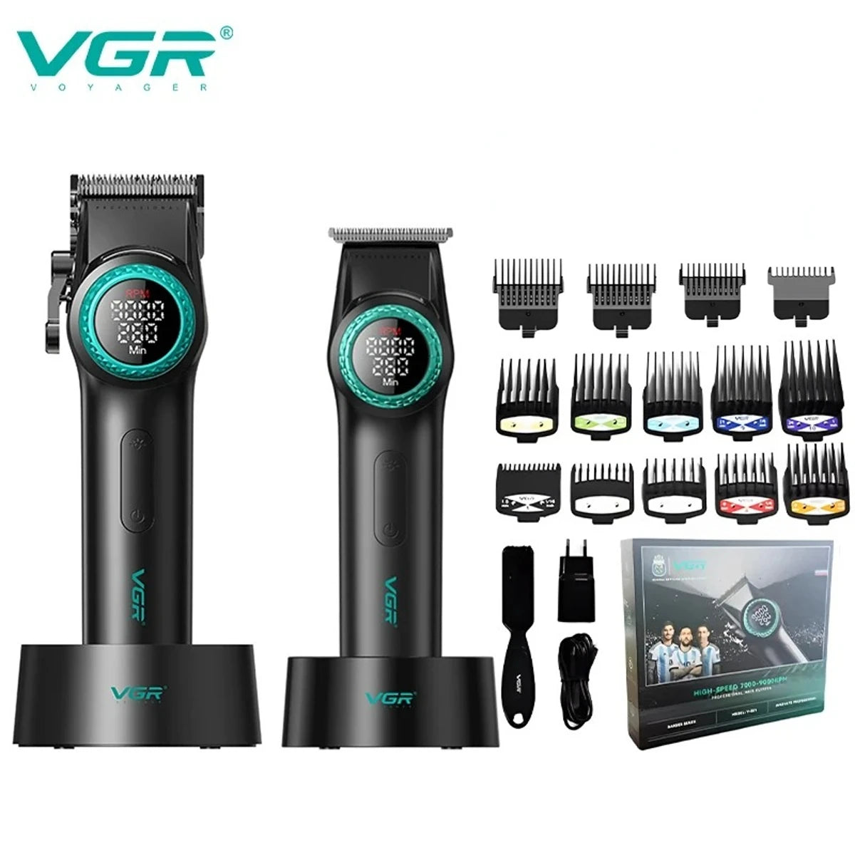 VGR Hair Cutting Machine Professional Hair Trimmer Electric Hair Clipper Cordless Barber Combo Metal Trimmer for Men V-001 V-977 - HAB - Hair And Beauty