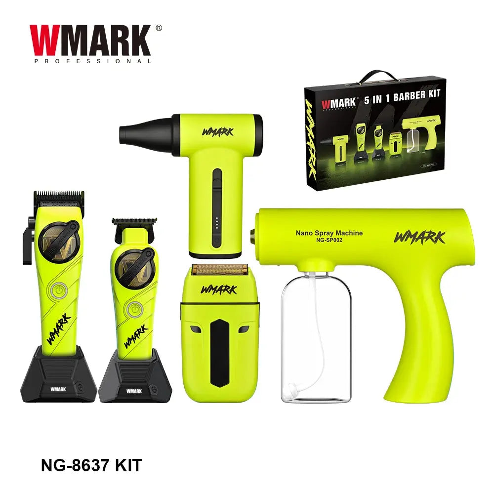 WMARK Professional Hair Clipper Shaver Hair Dryers and Spray Bottle Handheld 5 in 1 Barber KIT Gift Box Trimmer for Men NG-8637 - HAB - Hair And Beauty
