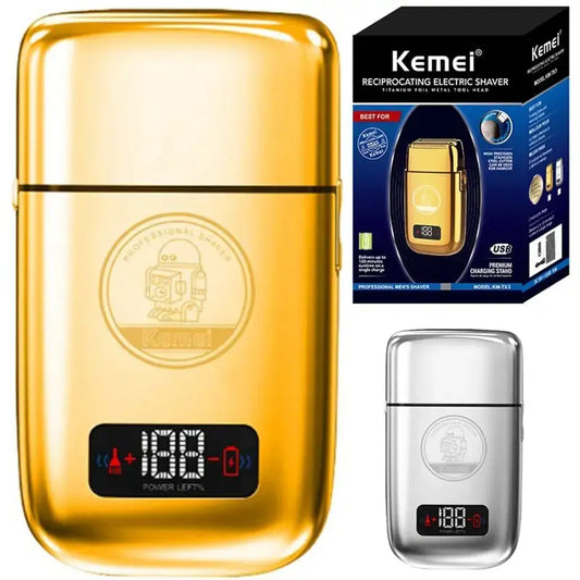 Kemei KM-TX3 cordless metal electric shaver, the second of the two tools included in the HAB Barber Master Kit.