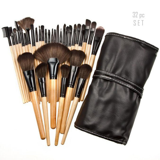 Sculptor 32 Piece High Quality Wooden Makeup Brush Set - HAB