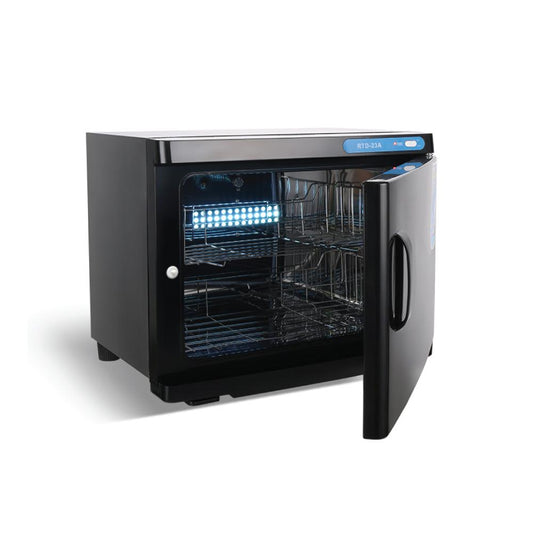 23L Black UV Electric Towel Warmer Steriliser Cabinet Beauty Spa Heat - HAB
