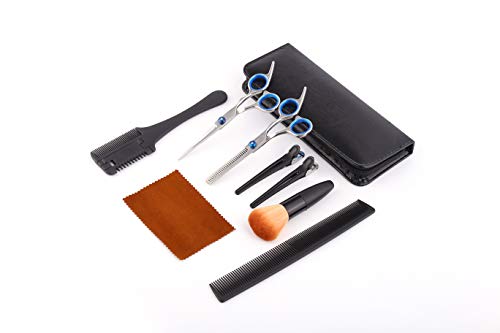 Professional Hair Cutting Scissors Set 10Pcs, Haircut Scissors Thinning Shears Multi-Use Haircut Kit, Hairdressing Scissors Stainless Steel with Comb and Case for Barber Salon Home - HAB
