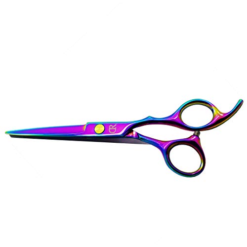 Professional Hair Cutting Shears,6 Inch Barber hair Cutting Scissors Sharp Blades Hairdresser Haircut For Women/Men/kids 420c Stainless Steel Rainbow Color (A) - HAB