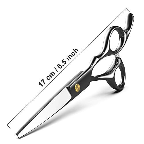Hair Cutting Scissors Shears TINMARDA Professional 6.5 inch Barber Stainless Steel Hairdressing Razor Hair Cutting Shear for Men Women Kids Salon Home (Black) - HAB