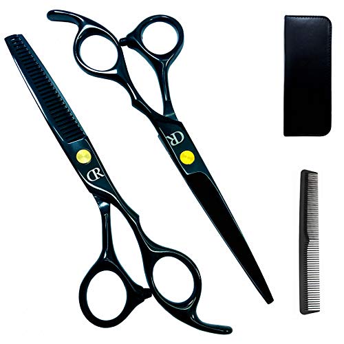 Professional Hair Cutting Shears Set,6 Inch Barber hair Cutting Scissors Thinning Shears Sharp Blades Hairdresser Haircut For Women/Men/kids 420c Stainless Steel Rainbow Color (B) - HAB