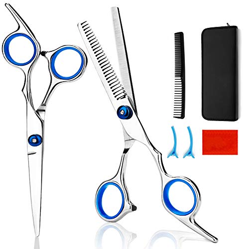 Chiulan 6" Hair Shears Set Hairdressing Haircut Kits of 6 Salon Shear Hair Professional Sharp Hair Cutting Thinning Scissors Set Kit for Barber Stylist - HAB