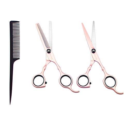 Professional Hair Cutting Scissors Barber Shears Set with Storage Case (Rose Gold) - HAB