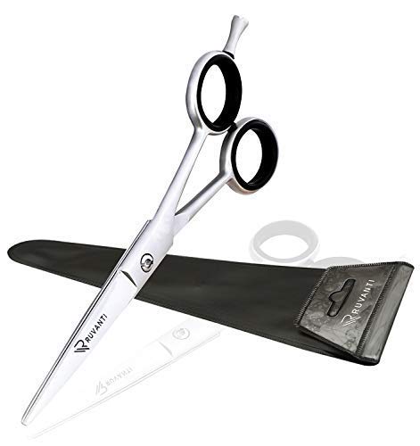 Ruvanti Professional Hair Cutting Scissors - Sharp Blades Hair Shears/Barber Scissors/Mustache Scissors - J2 Stainless Steel Hair Scissors - 6.5"- Haircut/Hairdresser Scissors for Kids, Men and Women. - HAB