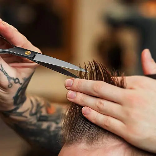 Hair Cutting Scissors Shears TINMARDA Professional 6.5 inch Barber Stainless Steel Hairdressing Razor Hair Cutting Shear for Men Women Kids Salon Home (Black) - HAB