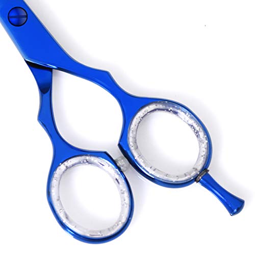 BARBER Hair Cutting Razors Edge Hair Cutting Shears/Scissors Professional - 5.5" Blue Titanium - New Style - For Styling Cut - Macs-2038 - HAB