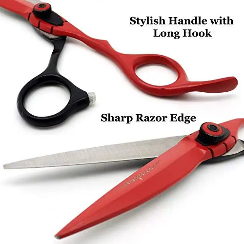 Saaqaans MSS-04 Stylish Haircut Scissors Set - Hair Cutting Scissor for Barber/Hairdresser/Hair Salon + Texture/Thinning Hairdressing Shear for Beautician + Straight Edge Razor + 10 Blades with Case - HAB