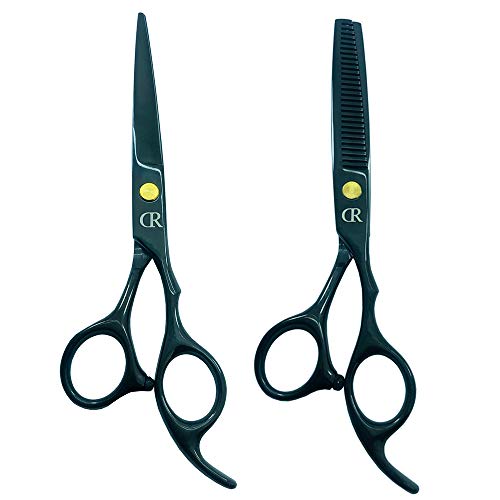 Professional Hair Cutting Shears Set,6 Inch Barber hair Cutting Scissors Thinning Shears Sharp Blades Hairdresser Haircut For Women/Men/kids 420c Stainless Steel Rainbow Color (B) - HAB