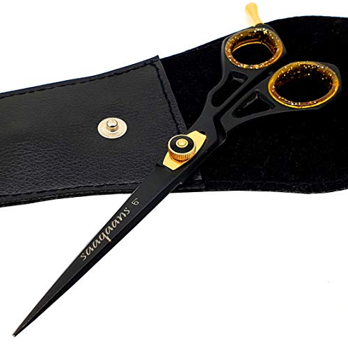 Saaqaans SQR-01 Professional Hairdressing Scissor - Perfect for Hair Salon/Barber/Hairdresser and Home use to Trim your Haircut/Beard/Moustache - Comes with Beautiful Black Pouch/Case - HAB
