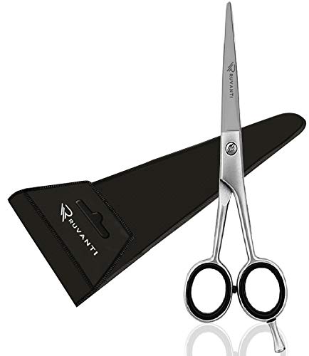 Ruvanti Professional Hair Cutting Scissors - Sharp Blades Hair Shears/Barber Scissors/Mustache Scissors - J2 Stainless Steel Hair Scissors - 6.5"- Haircut/Hairdresser Scissors for Kids, Men and Women. - HAB