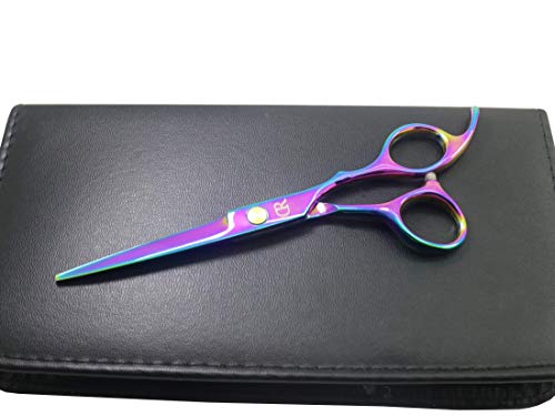 Professional Hair Cutting Shears,6 Inch Barber hair Cutting Scissors Sharp Blades Hairdresser Haircut For Women/Men/kids 420c Stainless Steel Rainbow Color (A) - HAB