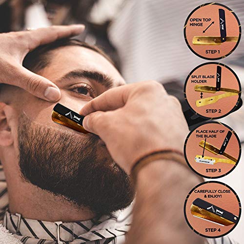 Hair Cutting Scissors - Jecudi Professional Barber Hair Scissors Set - 6.5" Japanese Stainless Steel - Includes Cutting, Thinning Shears, Tweezer, Razor, 10 Blades, Comb, Clips, In Gift Case - HAB