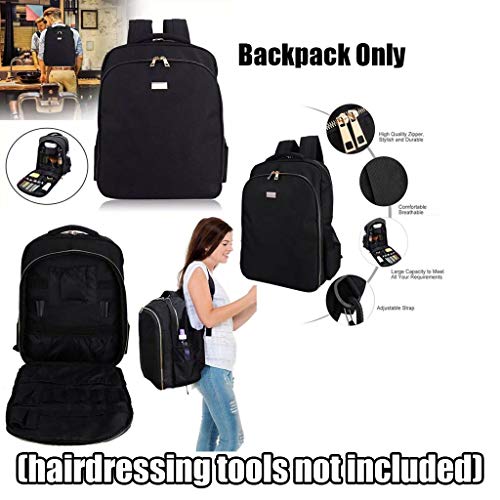 dailymall Portable Barber Travel Backpack Hairdressing Tools Waterproof Bag Organizer - Black, 48 x 35 x 20cm - HAB