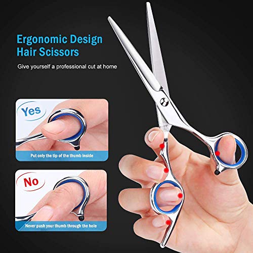Chiulan 6" Hair Shears Set Hairdressing Haircut Kits of 6 Salon Shear Hair Professional Sharp Hair Cutting Thinning Scissors Set Kit for Barber Stylist - HAB