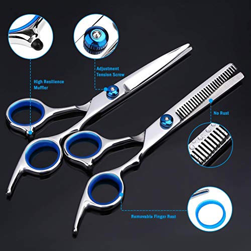 Chiulan 6" Hair Shears Set Hairdressing Haircut Kits of 6 Salon Shear Hair Professional Sharp Hair Cutting Thinning Scissors Set Kit for Barber Stylist - HAB