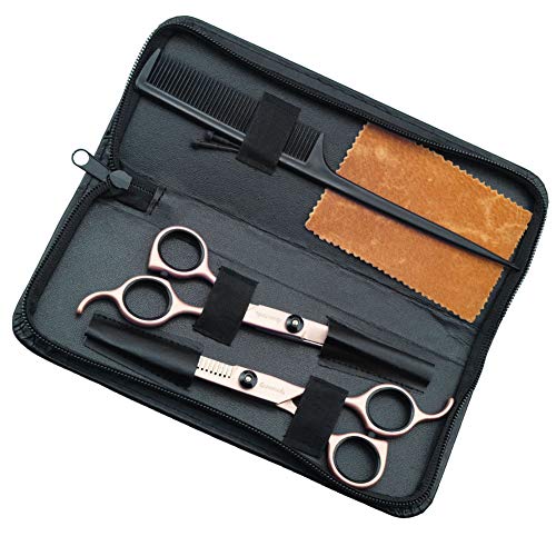 Professional Hair Cutting Scissors Barber Shears Set with Storage Case (Rose Gold) - HAB