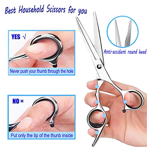 ESSOY Professional Hair Cutting Scissors/Shears (6.5-Inches), 4CR Stainless Steel Haircut Scissor with Fine Adjustment Screw for Home Salon,Barber Hairdressing Scissor for Women Men Kids - HAB