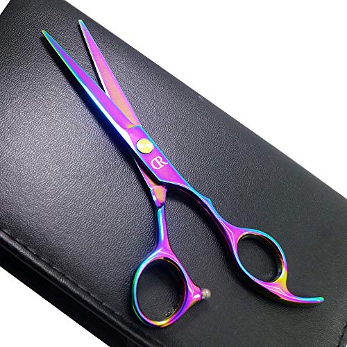 Professional Hair Cutting Shears,6 Inch Barber hair Cutting Scissors Sharp Blades Hairdresser Haircut For Women/Men/kids 420c Stainless Steel Rainbow Color (A) - HAB