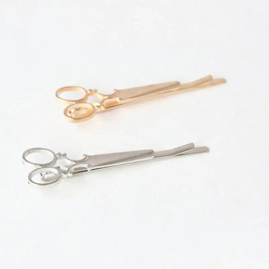 New Fashion Scissor Shaped Barrettes Golden Silver - HAB