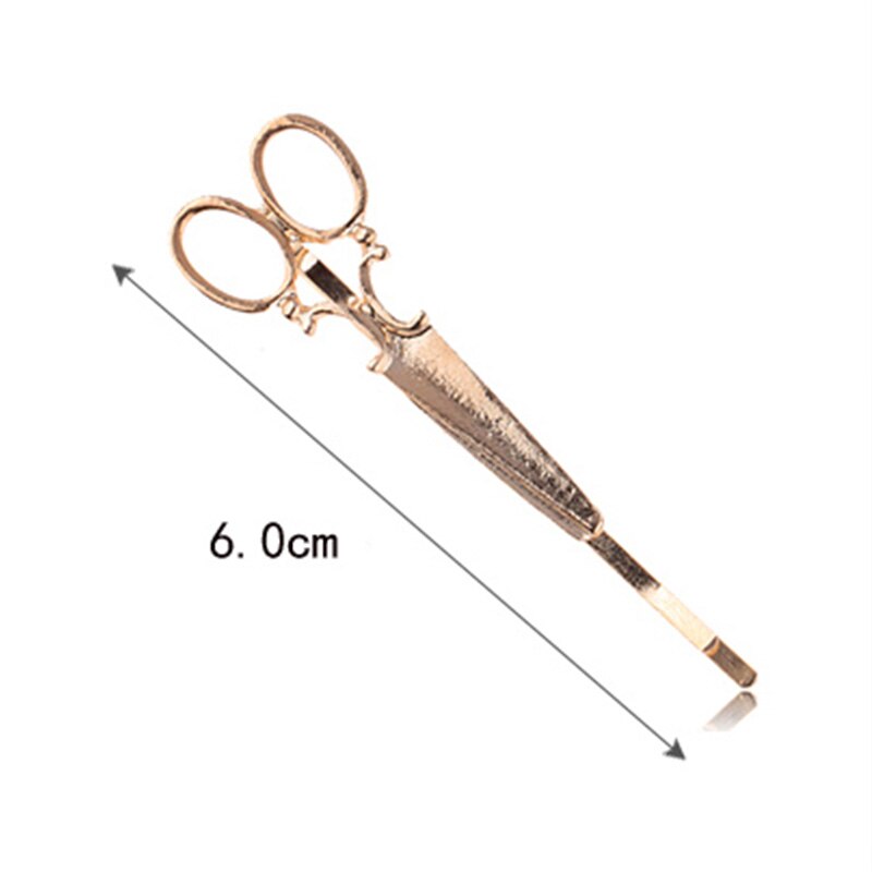 New Fashion Scissor Shaped Barrettes Golden Silver - HAB