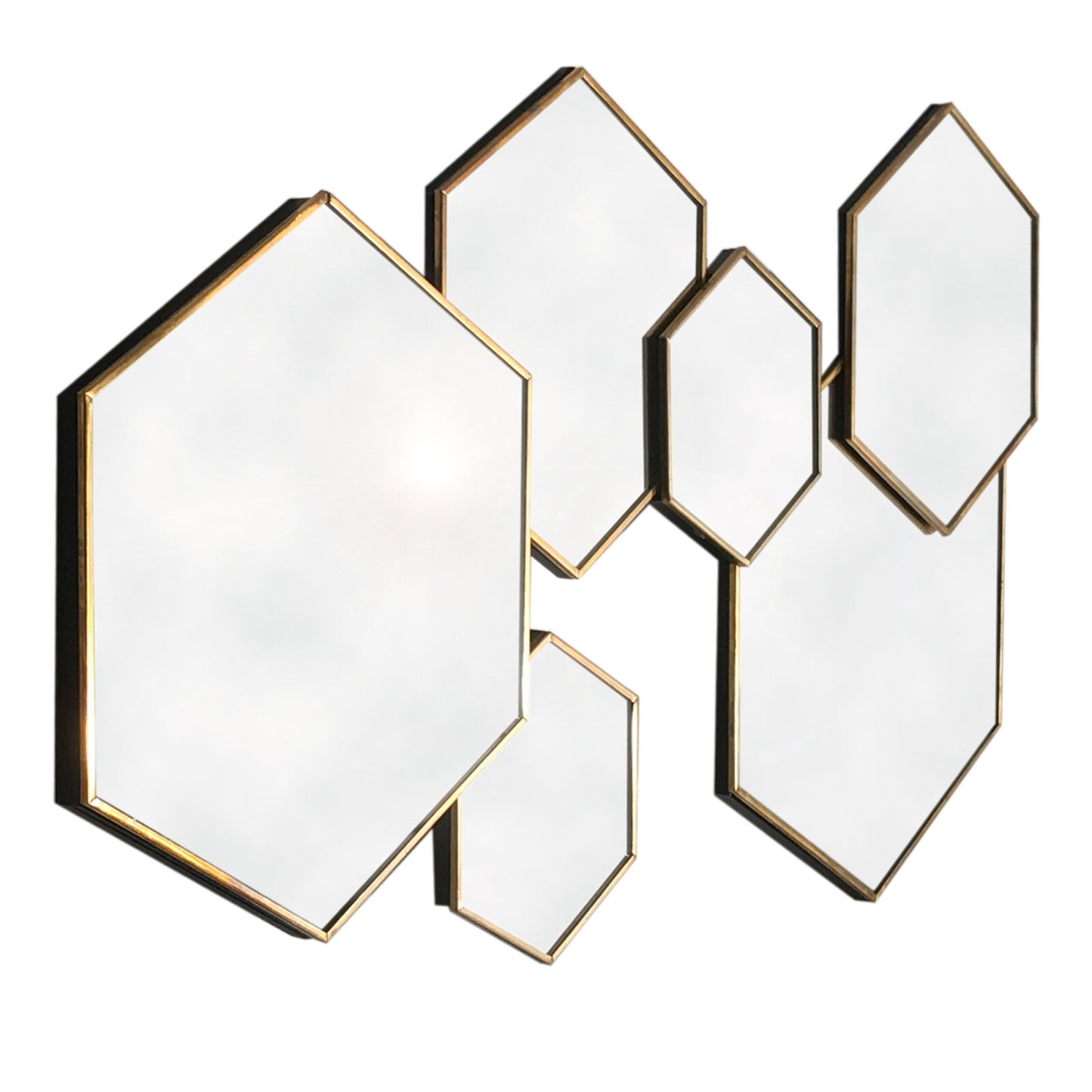 Gold Framed Multi Mirror - Hexagonal - HAB