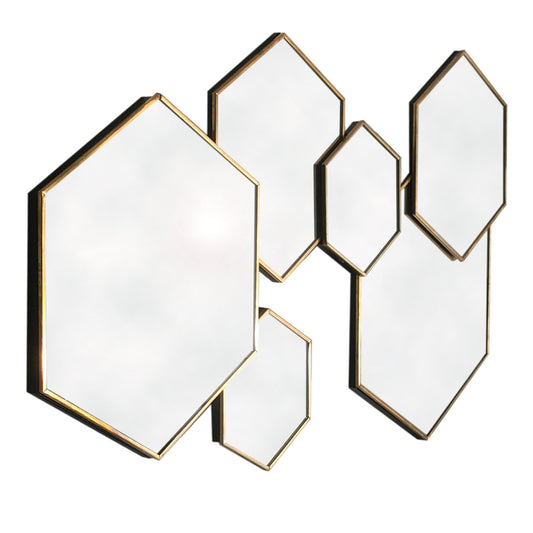 Gold Framed Multi Mirror - Hexagonal - HAB