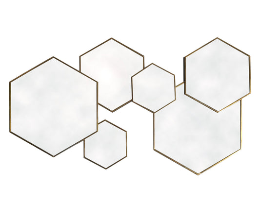 Gold Framed Multi Mirror - Hexagonal - HAB