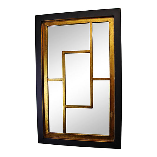 Geometric Black & Gold Wall Hanging Mirror - HAB