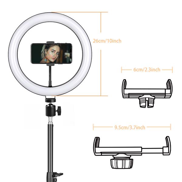 10-inch Ring Light with PTZ Clip Floor Lamp Stand Set - HAB