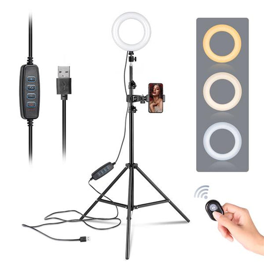 6-inch Ring Light Mountain Clip Light Stand Bluetooth Set - HAB