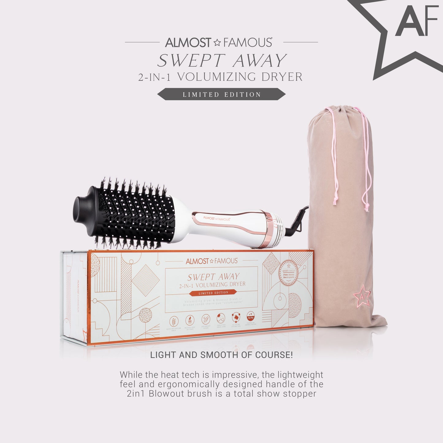 AF Swept Away 2inOne Volumizing Dryer Blowout Brush - Angelica White - HAB