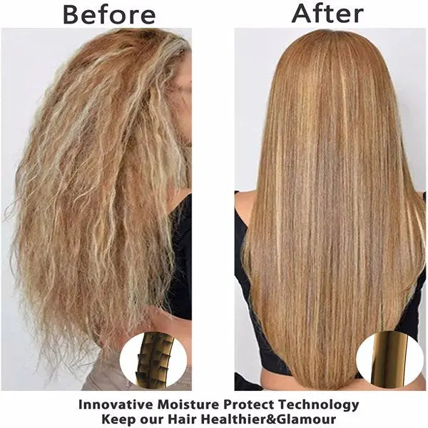 Hair Straightener Brush Ionic Ceramic Iron Straightening Hot Comb - HAB
