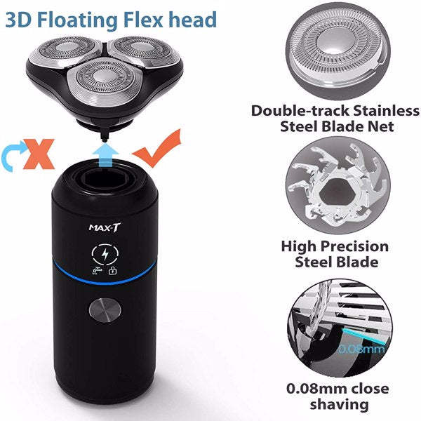 Men Electric Razor Rechargeable Travel Rotary Shaver IPX7 Waterproof - HAB