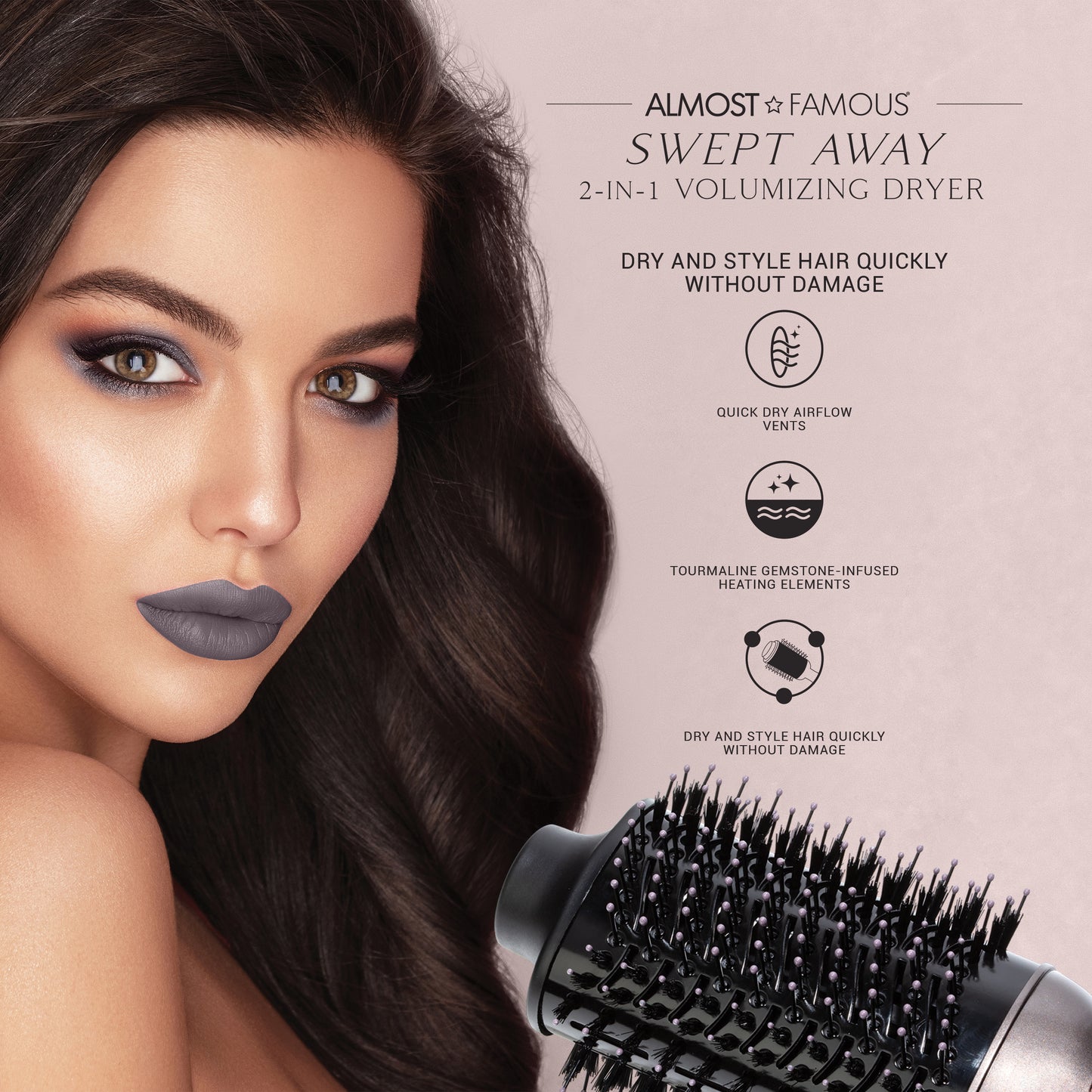 AF Swept Away 2inOne Volumizing Dryer Blowout Brush - Charcoal - HAB