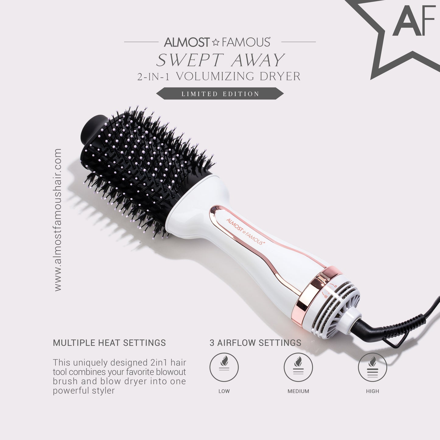 AF Swept Away 2inOne Volumizing Dryer Blowout Brush - Angelica White - HAB