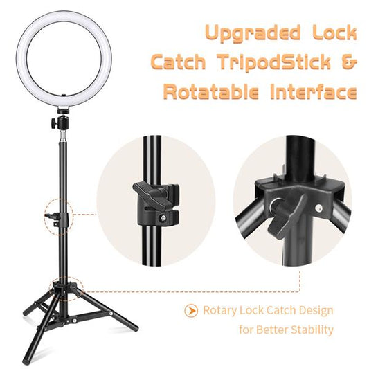 10-inch Ring Light with PTZ Clip Floor Lamp Stand Set - HAB