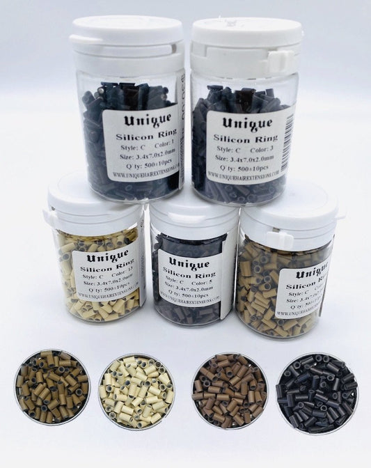 Silicone Tube Micro Ring 3.4 x 2.0 x 7.0 mm. (500 pcs) Style: C - HAB