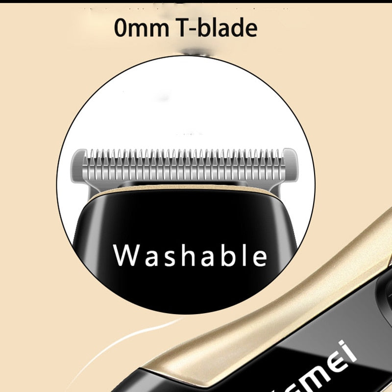 Kemei Electric Washable Hair Clipper Professional Hair Trimmer 0mm Baldheaded Carving Fade Cutter Hair Cutting Machine Barber - HAB