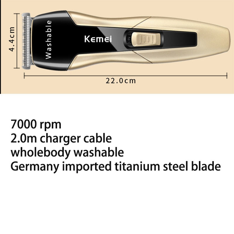 Kemei Electric Washable Hair Clipper Professional Hair Trimmer 0mm Baldheaded Carving Fade Cutter Hair Cutting Machine Barber - HAB