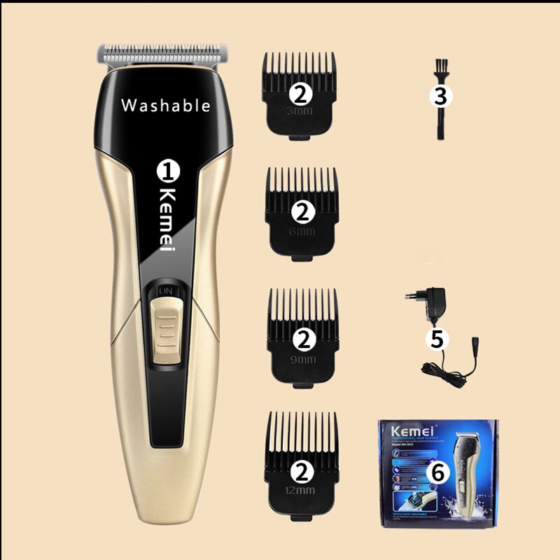 Kemei Electric Washable Hair Clipper Professional Hair Trimmer 0mm Baldheaded Carving Fade Cutter Hair Cutting Machine Barber - HAB